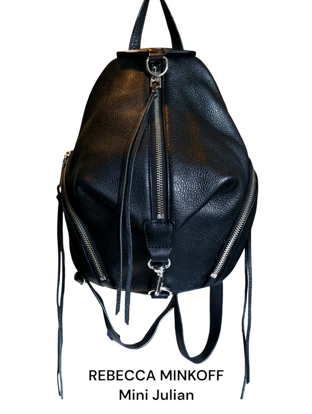 Rebecca Minkoff Mini Julian Black Pebbled Leather Backpack Edgy Streetwear